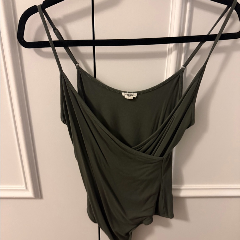 Garage Olive Green Wrap Bodysuit